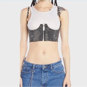Studded Black and White Crop Top